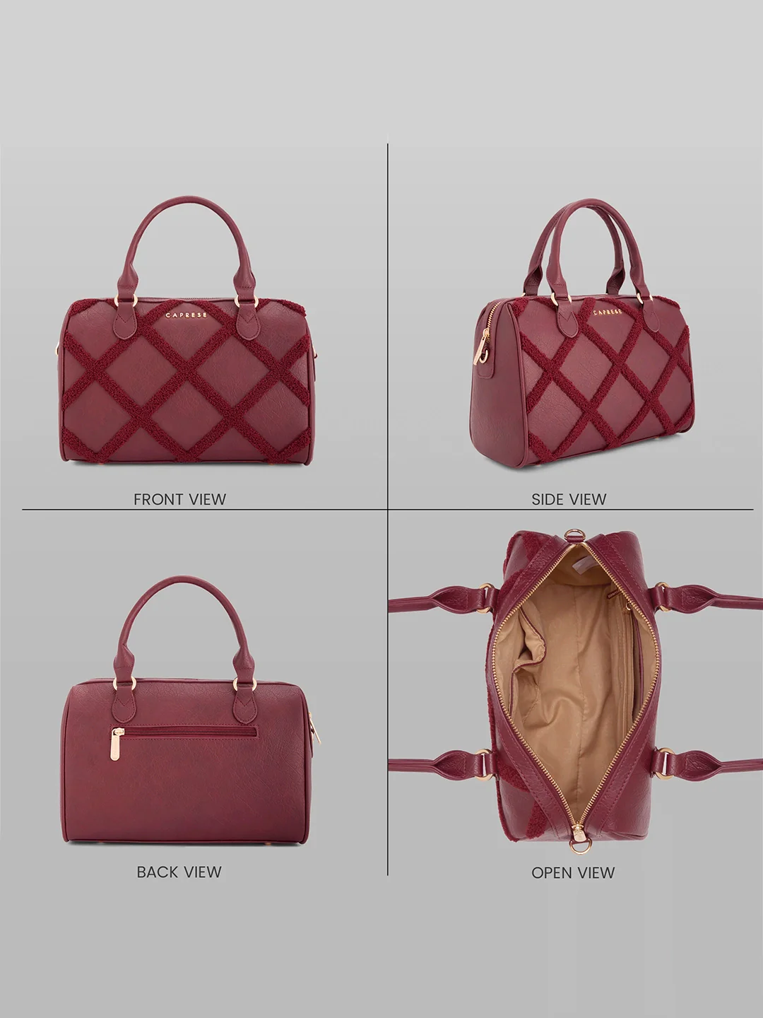 Caprese Athena Medium Cherry Lacquer Satchel Bag - Image 4