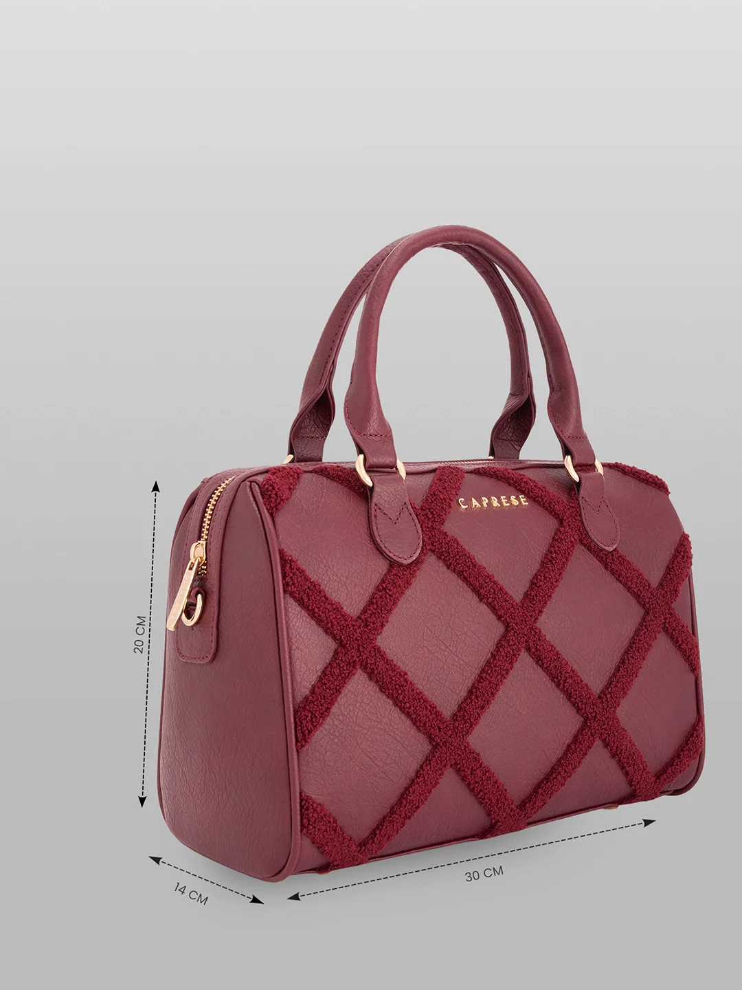 Caprese Athena Medium Cherry Lacquer Satchel Bag - Image 5