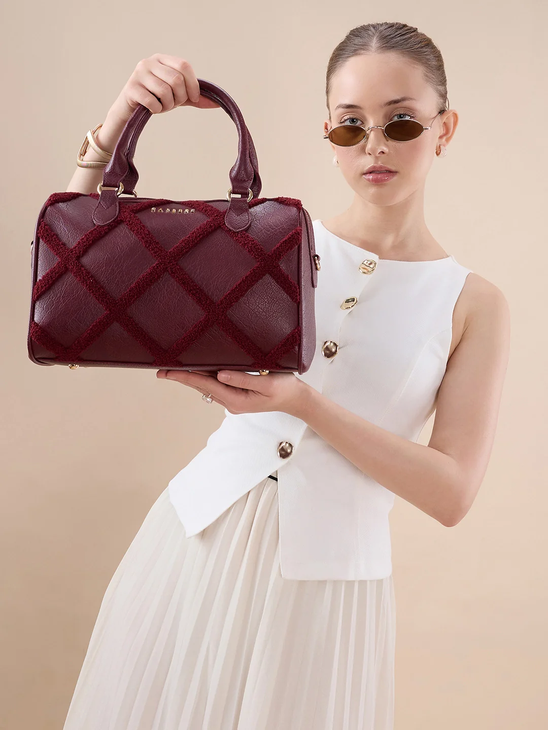 Caprese Athena Medium Cherry Lacquer Satchel Bag - Image 8