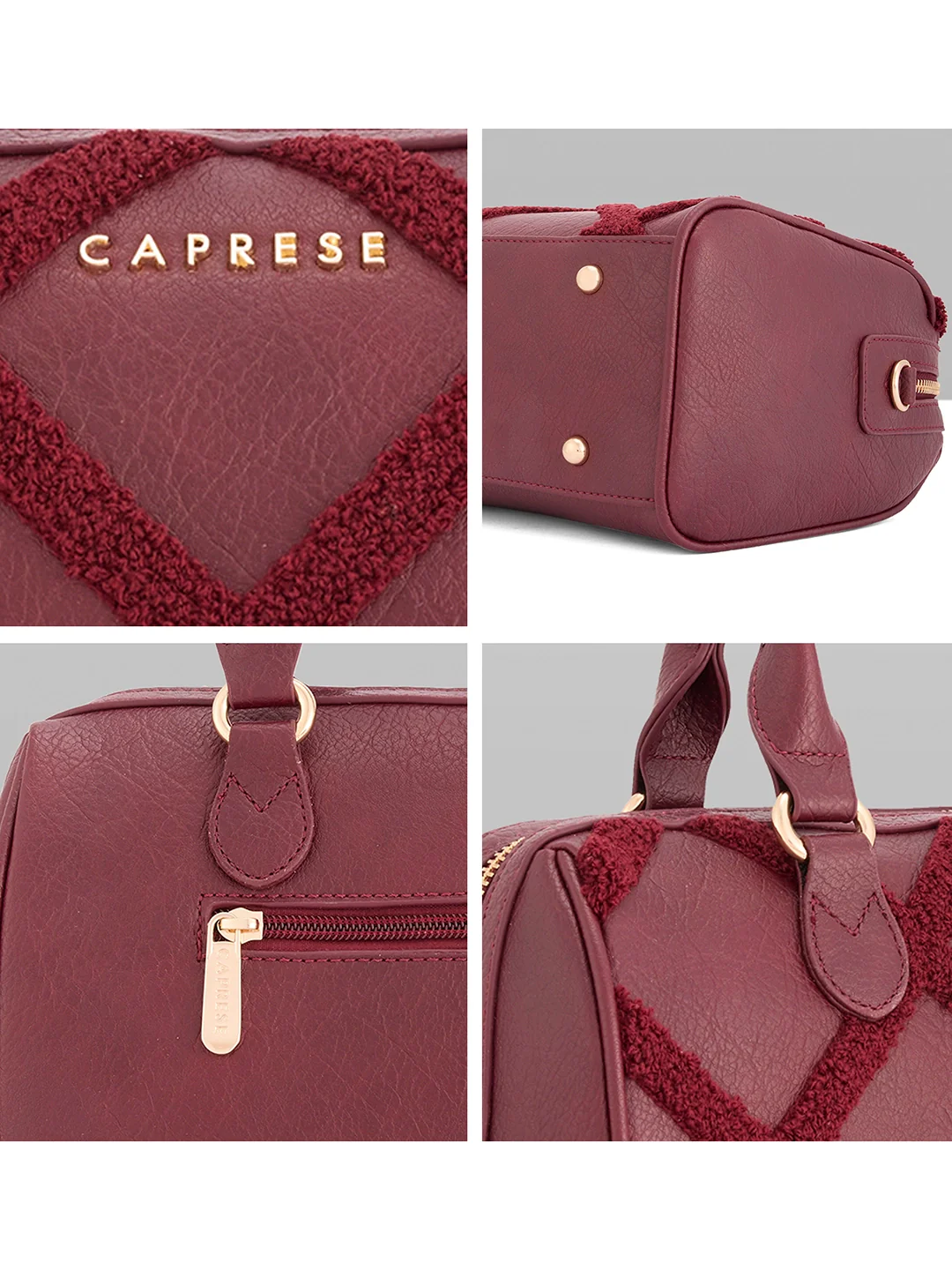 Caprese Athena Medium Cherry Lacquer Satchel Bag - Image 9