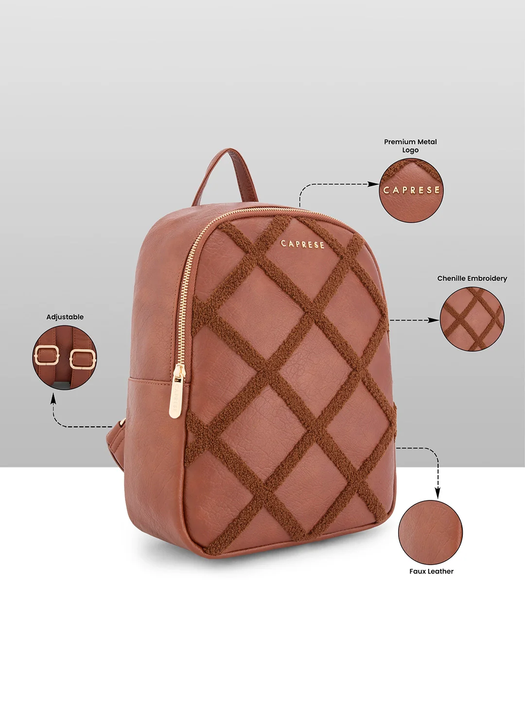Caprese Athena Medium Tan Backpack - Image 5