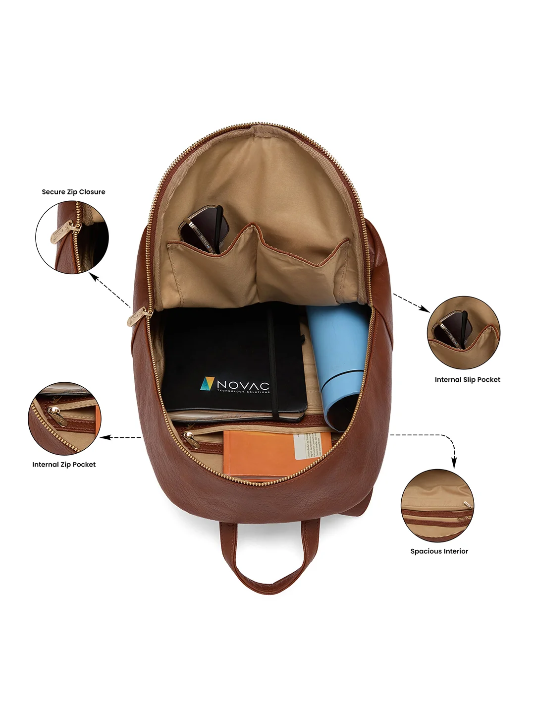 Caprese Athena Medium Tan Backpack - Image 8