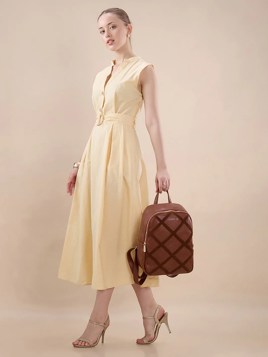 Caprese Athena Medium Tan Backpack - Image 9