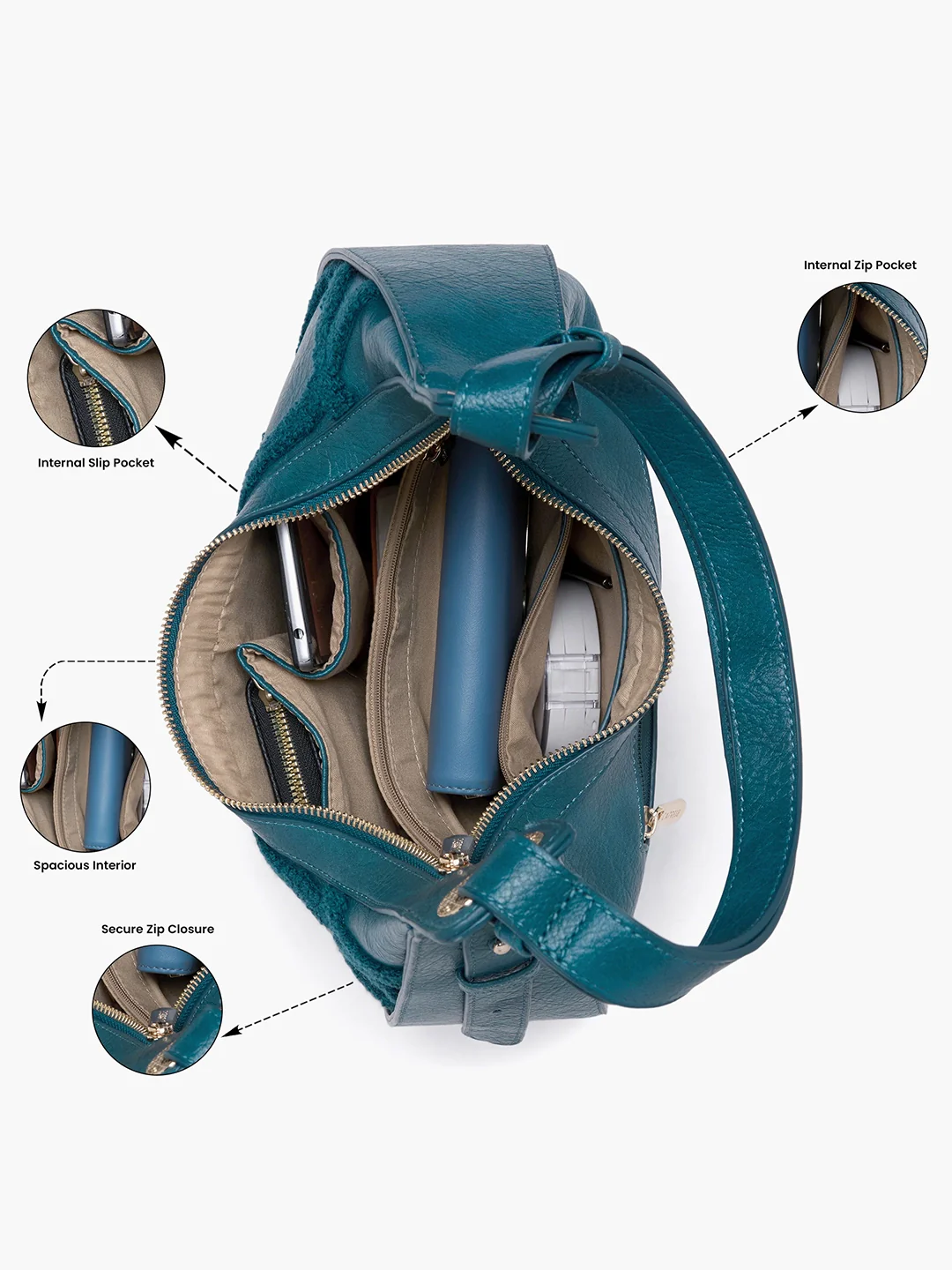 Caprese Athena Medium Transformative Teal Hobo Bag - Image 4