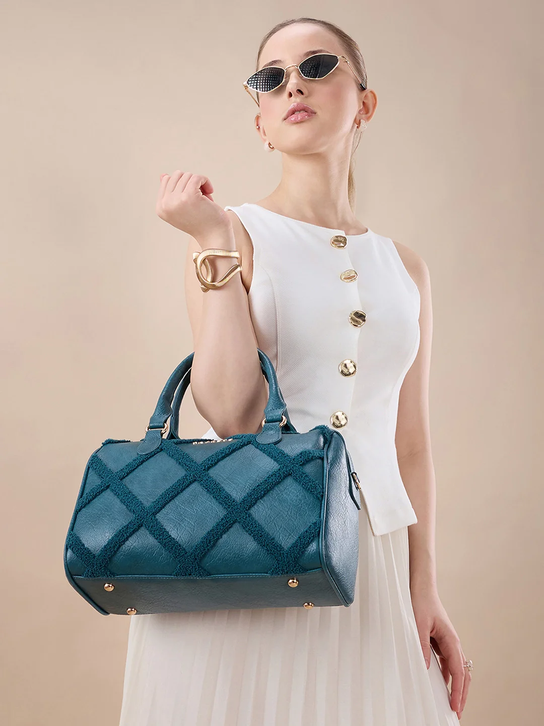 Caprese Athena Medium Transformative Teal Satchel Bag - Image 14