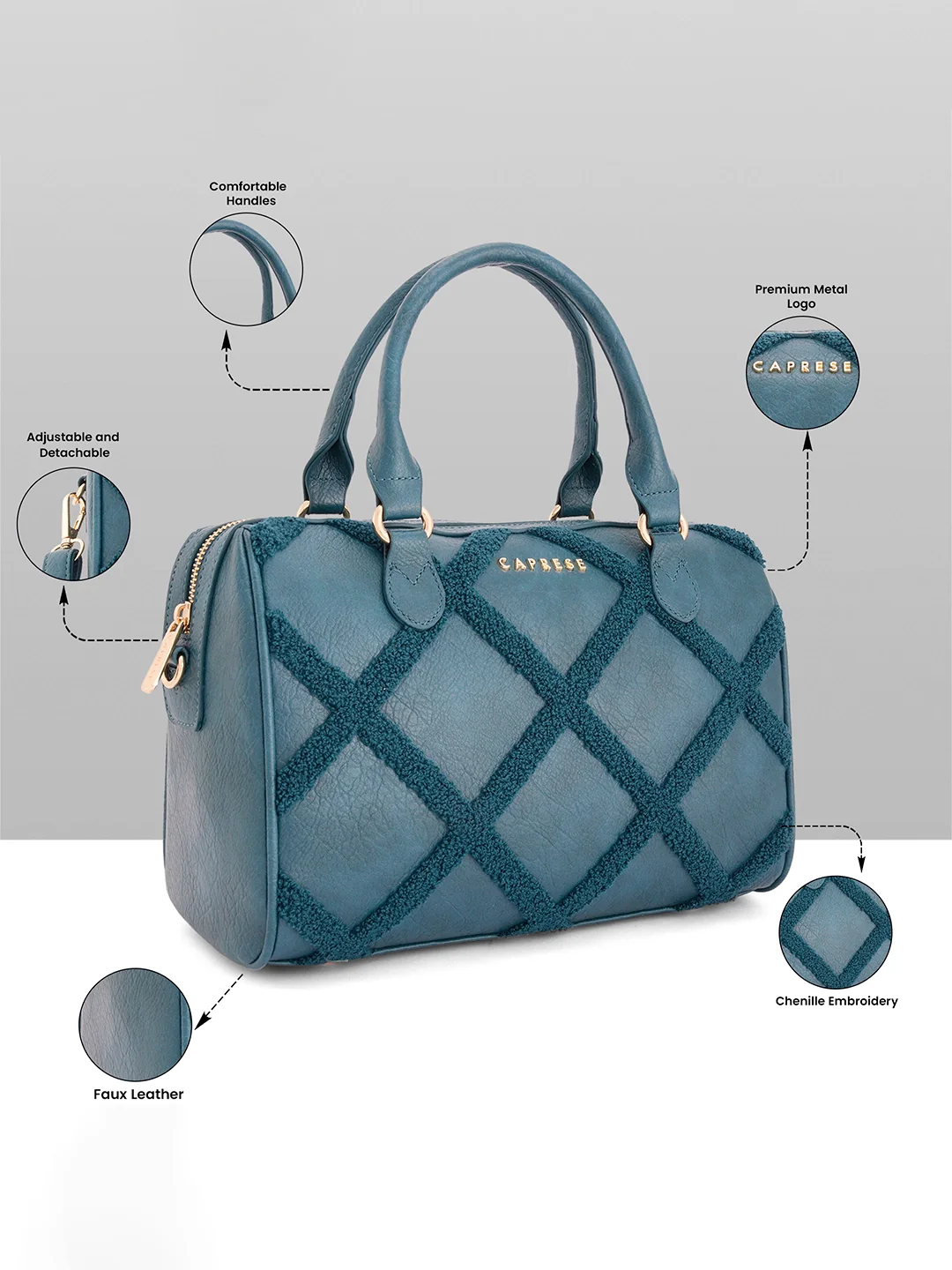 Caprese Athena Medium Transformative Teal Satchel Bag - Image 8