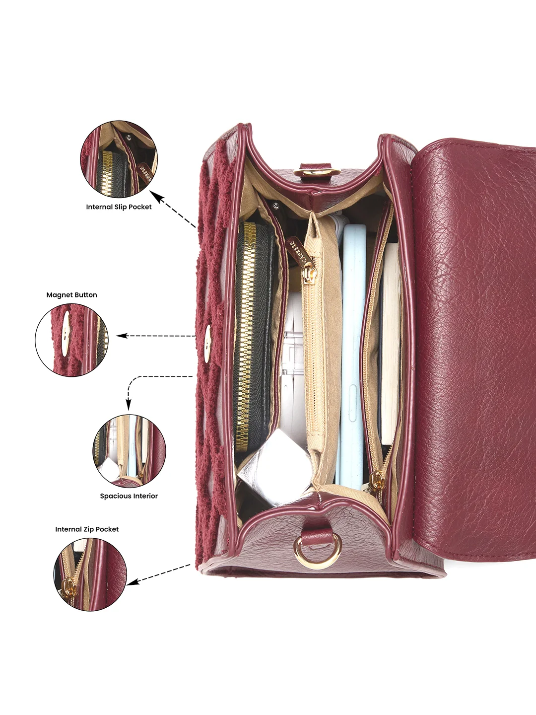 Caprese Athena Small Cherry Lacquer Satchel Bag - Image 6