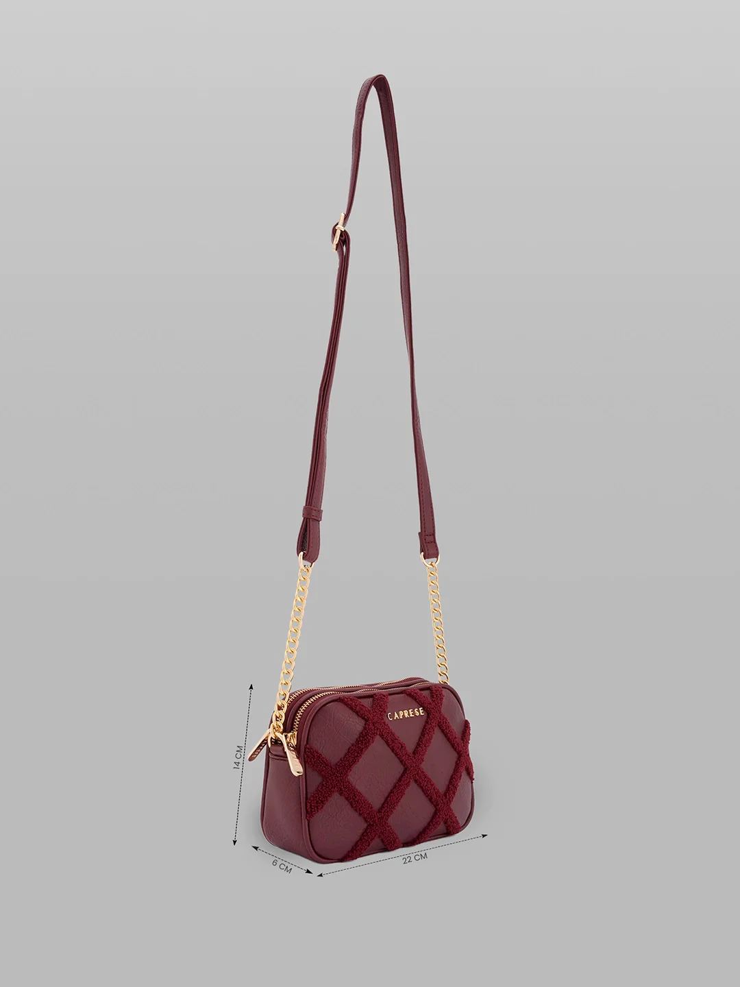 Caprese Athena Small Cherry Lacquer Sling Bag - Image 3