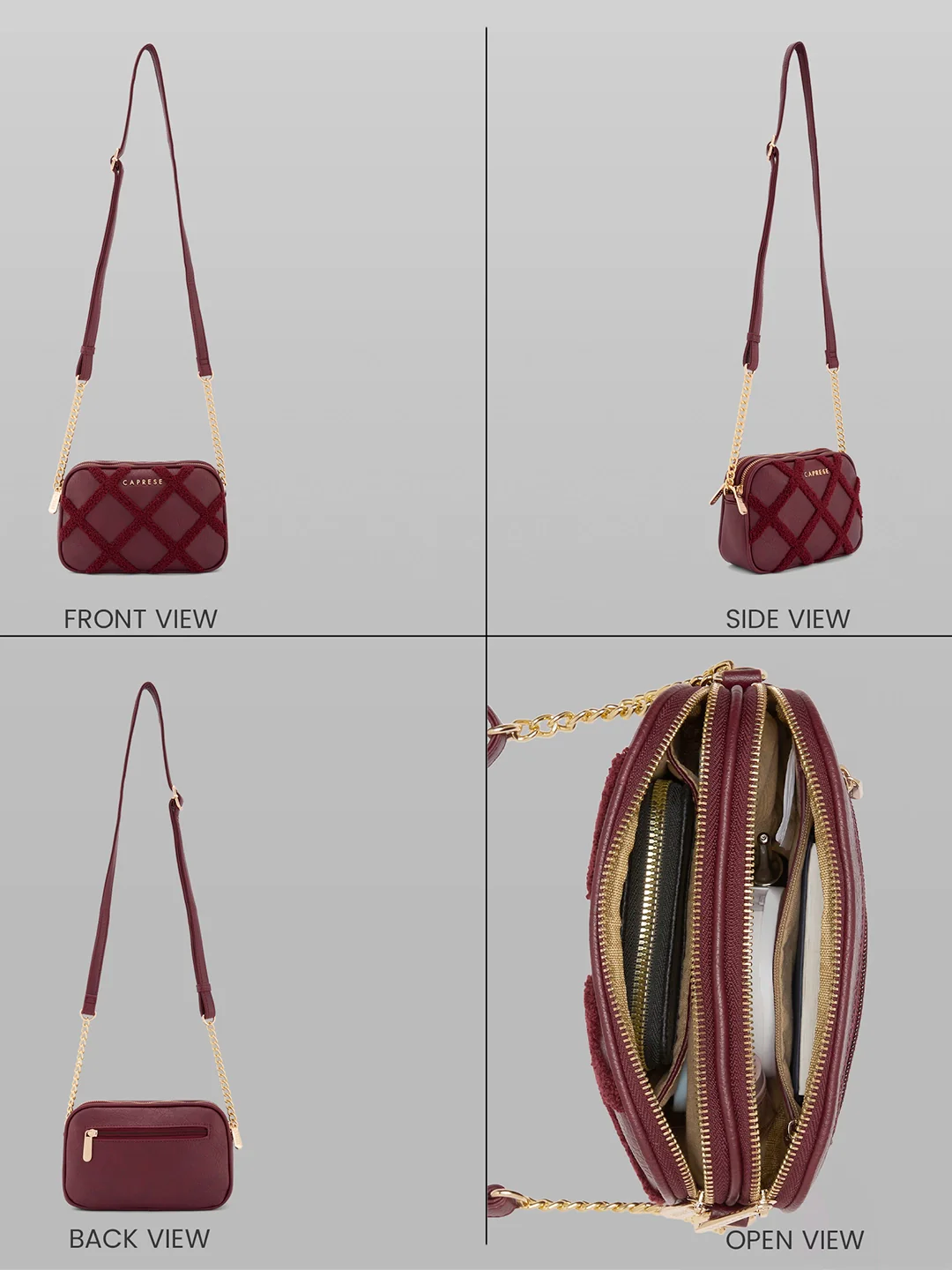 Caprese Athena Small Cherry Lacquer Sling Bag - Image 7