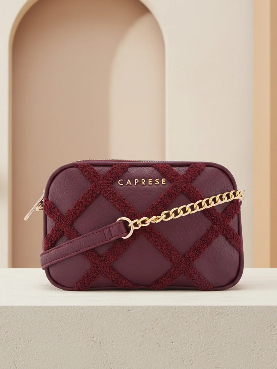 Caprese Athena Small Cherry Lacquer Sling Bag - Image 8