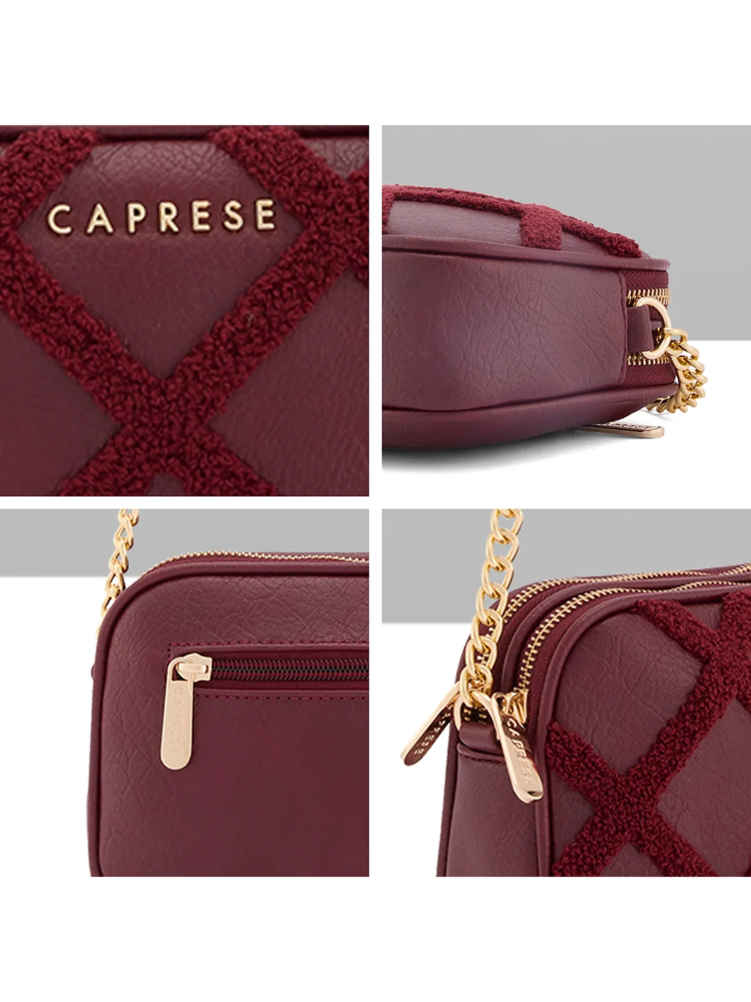Caprese Athena Small Cherry Lacquer Sling Bag - Image 9