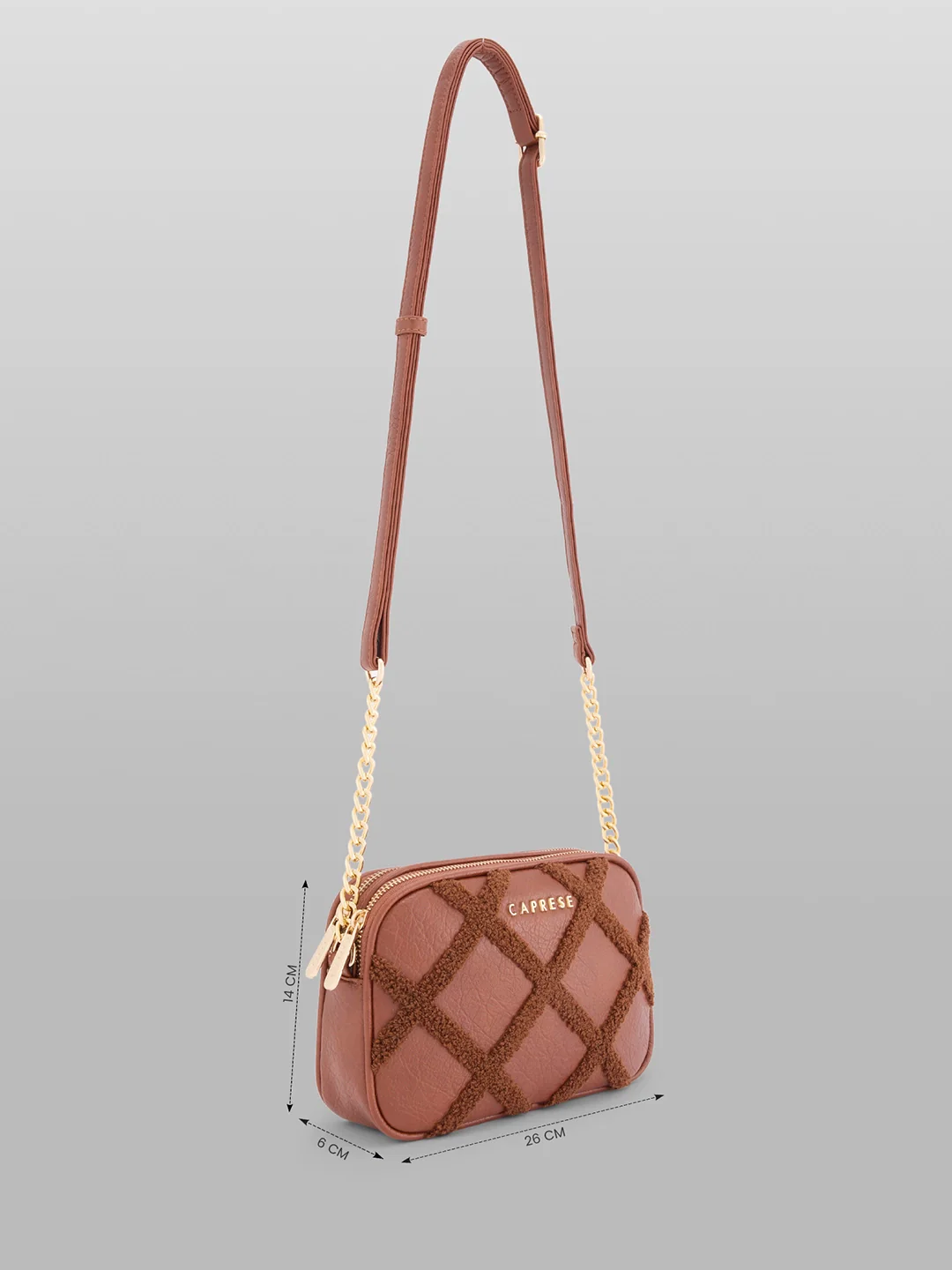 Caprese Athena Small Tan Sling Bag - Image 4