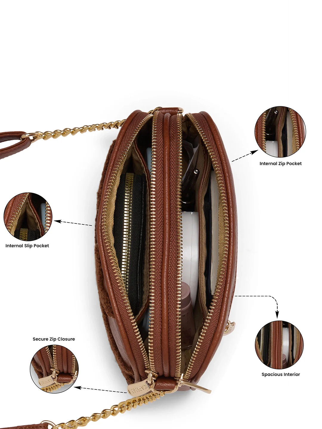Caprese Athena Small Tan Sling Bag - Image 5