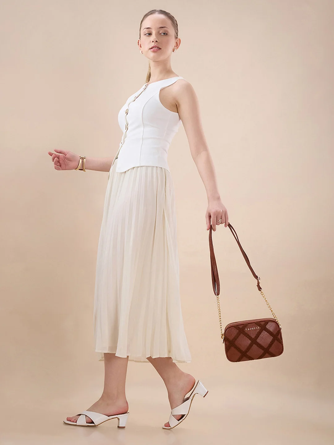 Caprese Athena Small Tan Sling Bag - Image 6