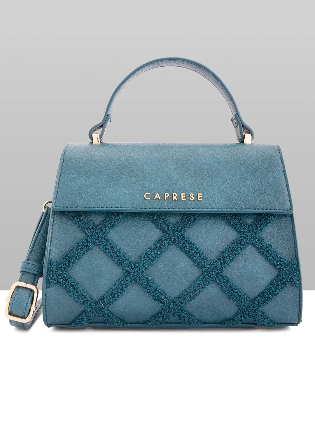 Caprese Athena Small Transformative Teal Satchel Bag
