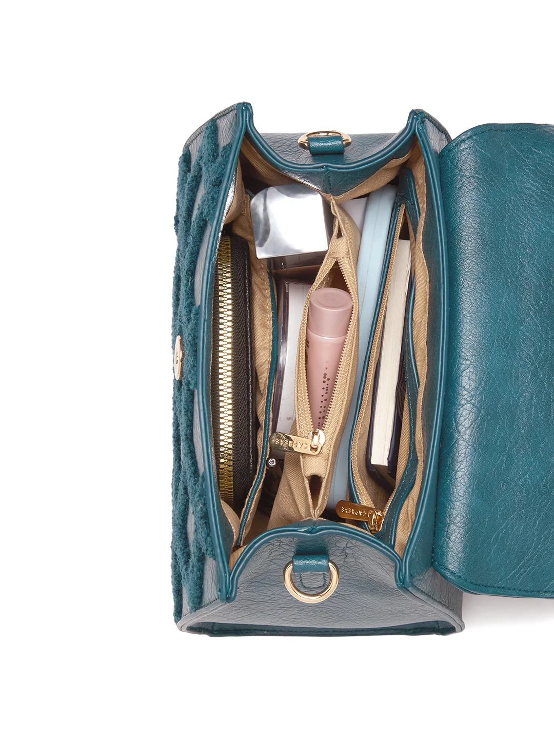 Caprese Athena Small Transformative Teal Satchel Bag - Image 15