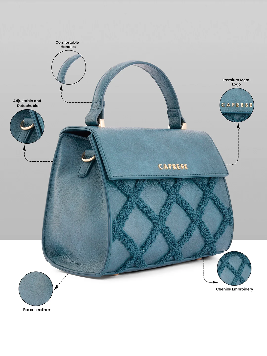 Caprese Athena Small Transformative Teal Satchel Bag - Image 17