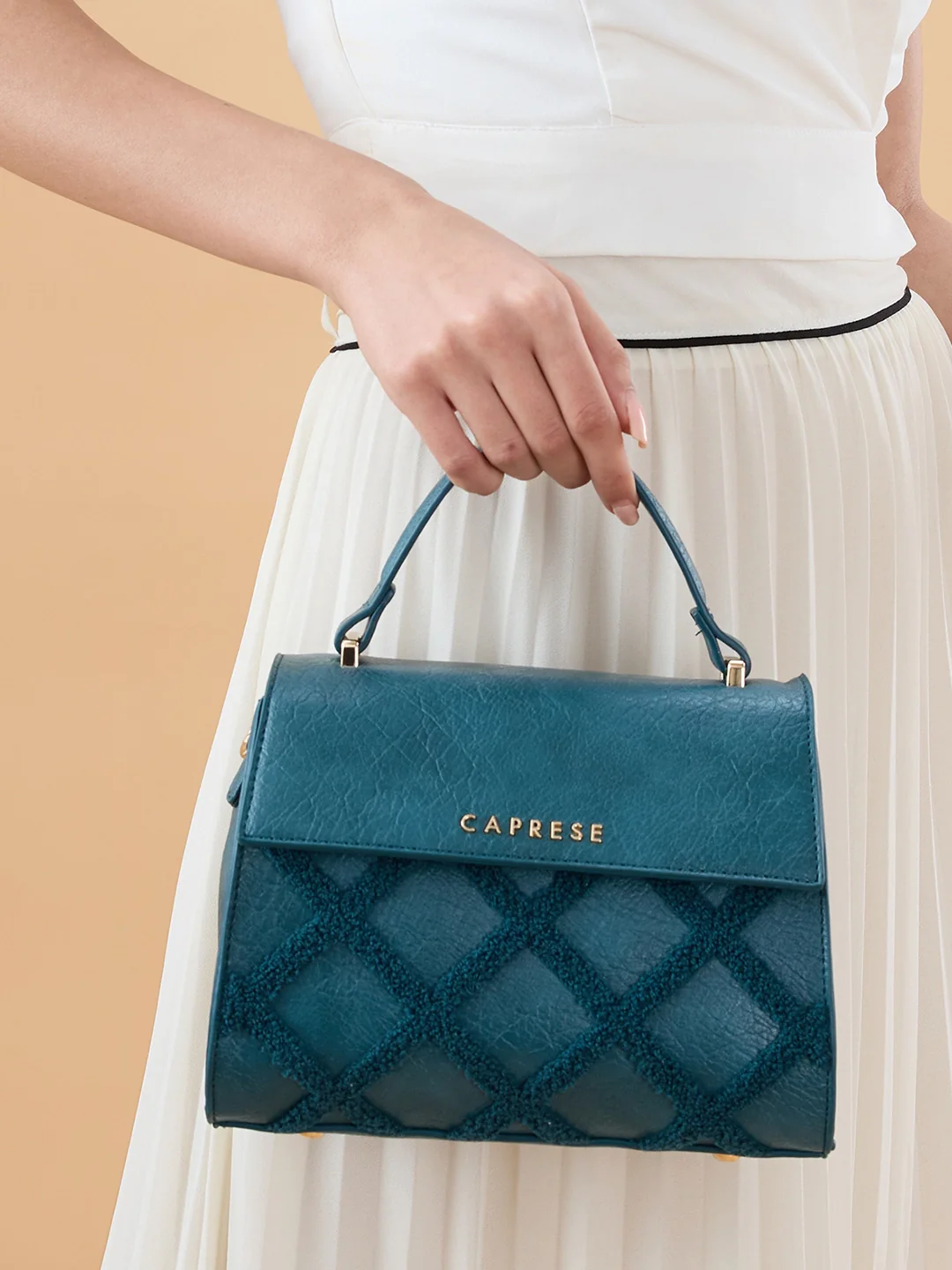 Caprese Athena Small Transformative Teal Satchel Bag - Image 7