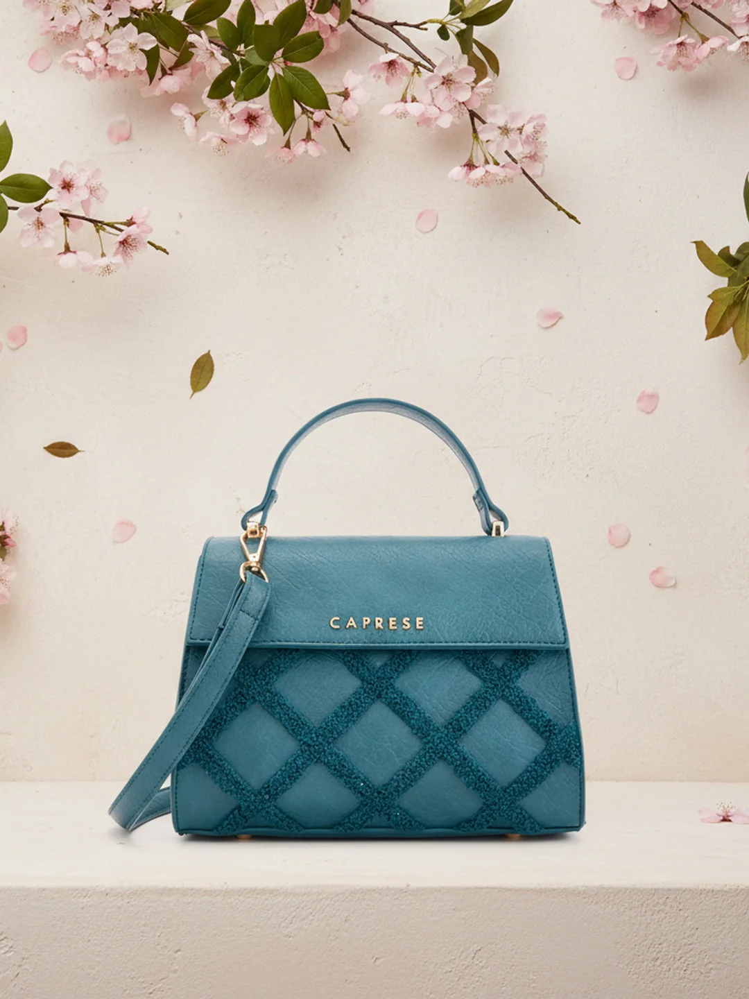 Caprese Athena Small Transformative Teal Satchel Bag - Image 9