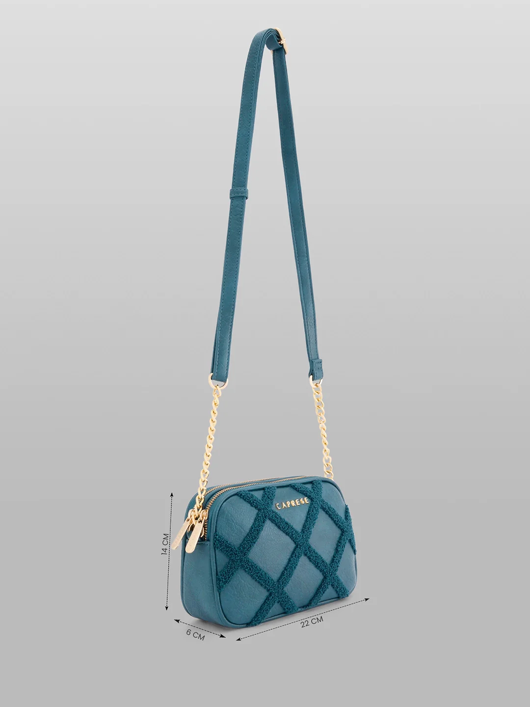 Caprese Athena Small Transformative Teal Sling Bag - Image 4