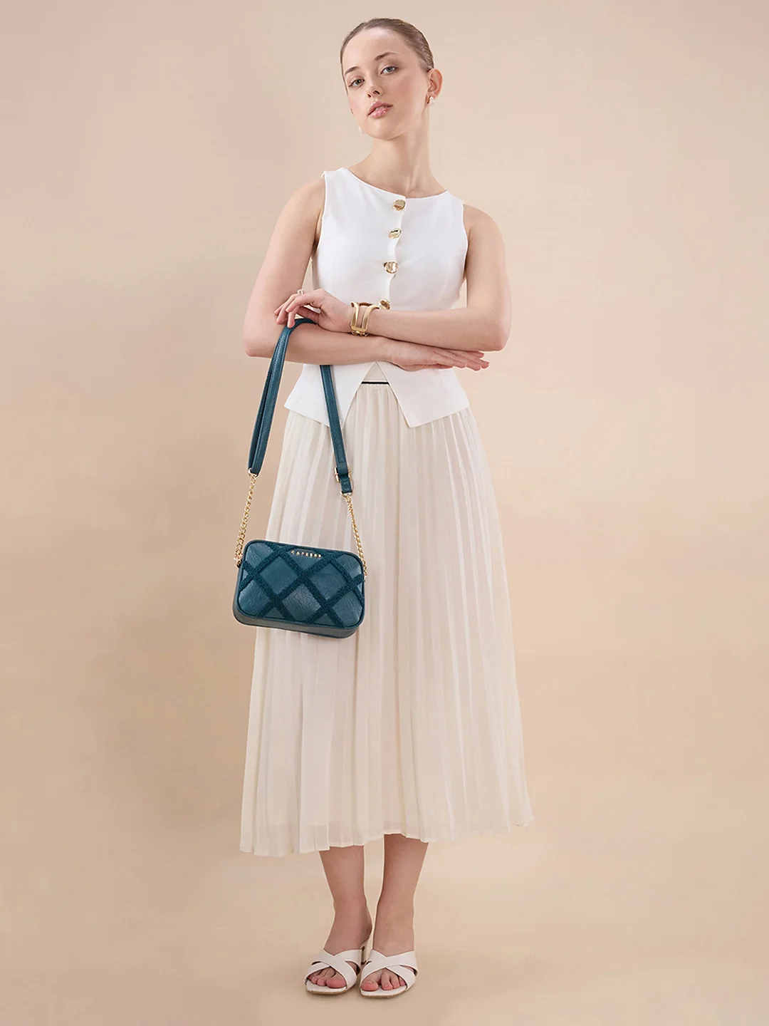 Caprese Athena Small Transformative Teal Sling Bag - Image 6
