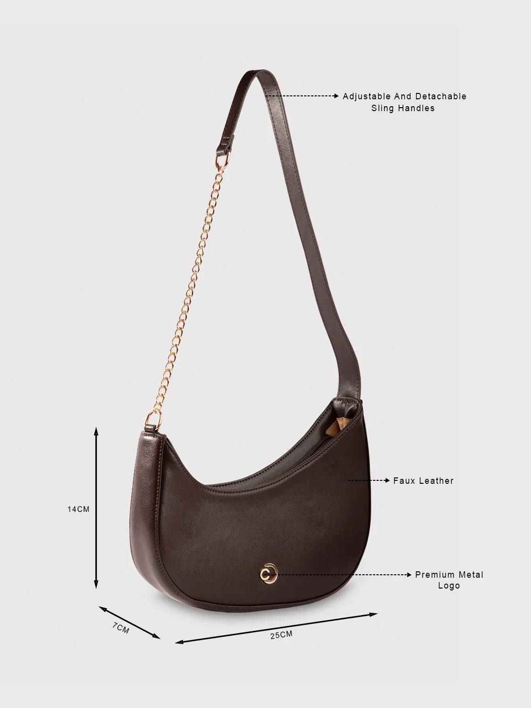 Caprese August Medium Dark Oak Sling Bag - Image 2