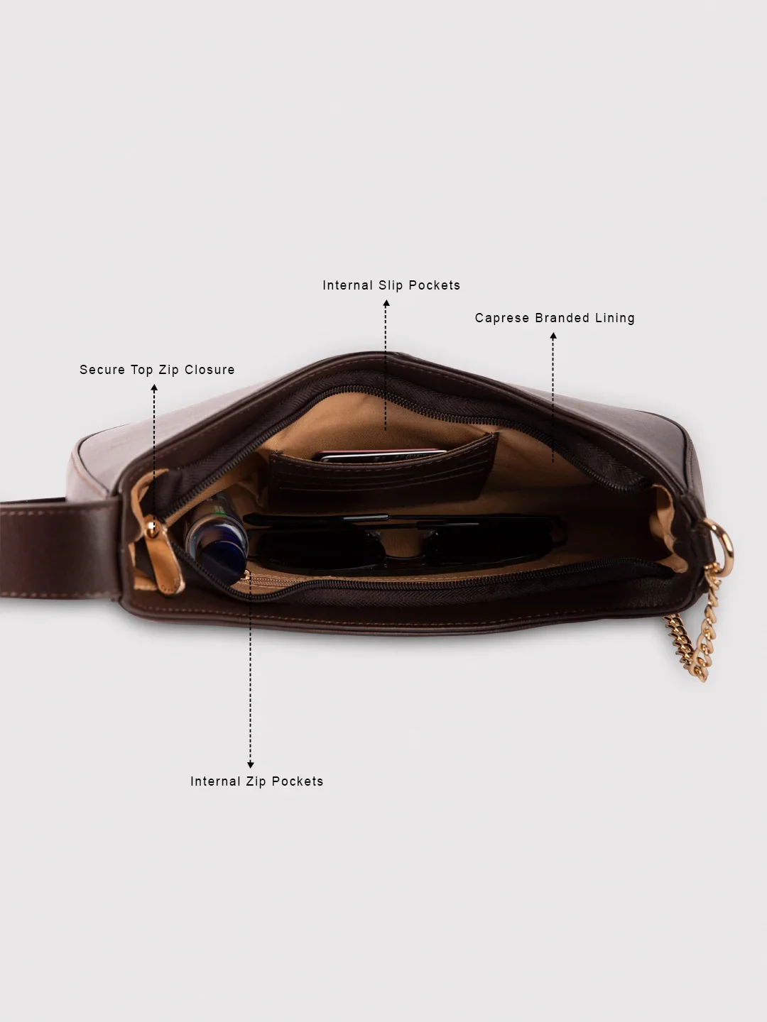 Caprese August Medium Dark Oak Sling Bag - Image 3