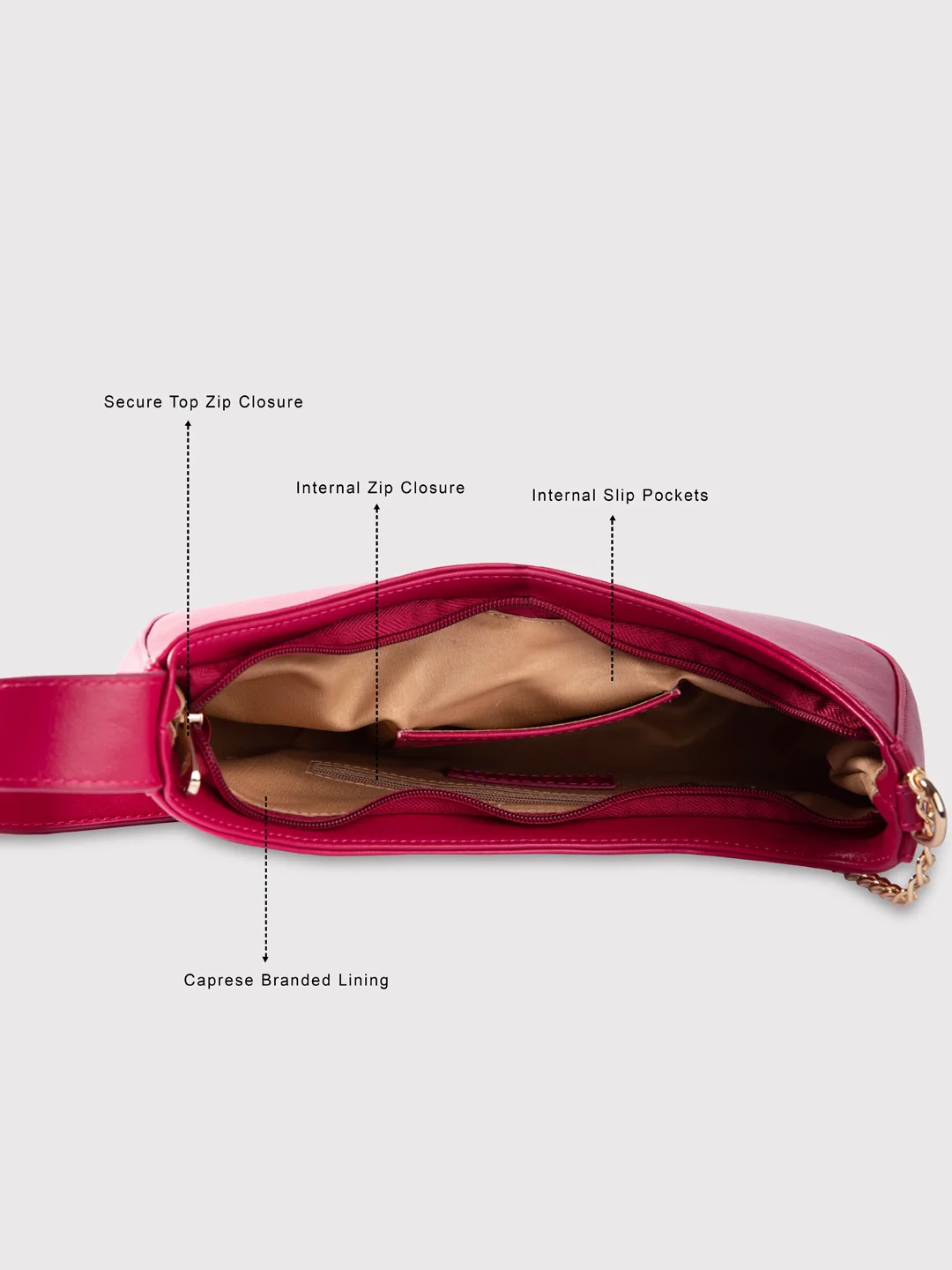 Caprese August Medium Raspberry Pink Sling Bag - Image 10