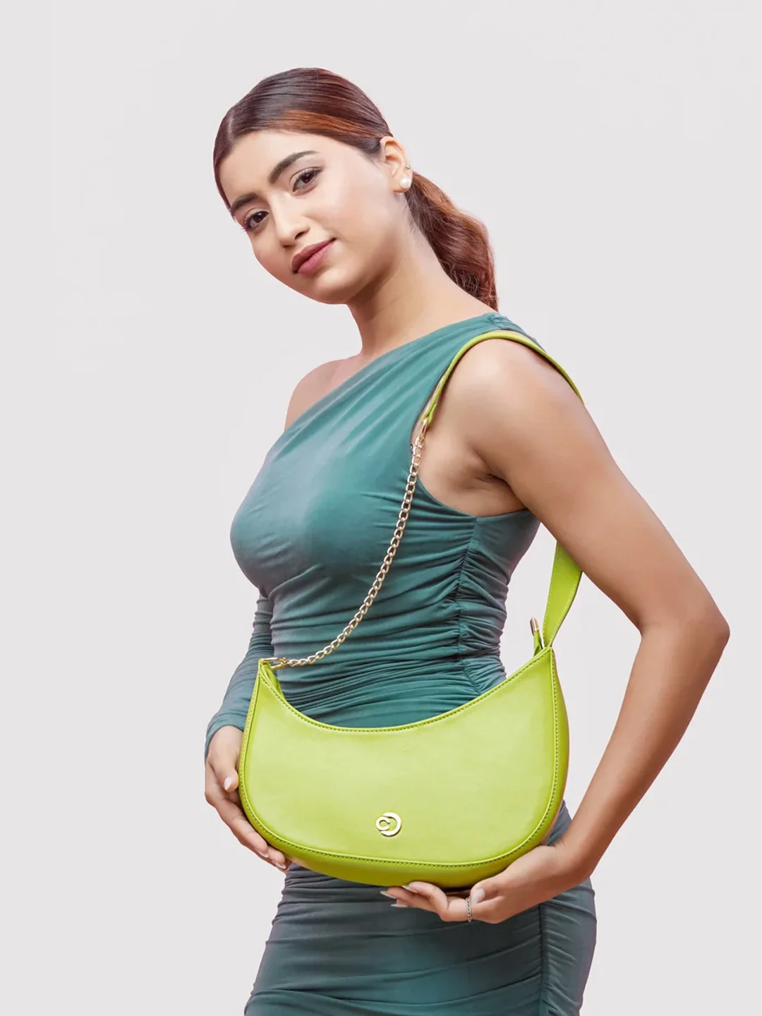 Caprese August Medium Lime Baguette Bag - Image 2