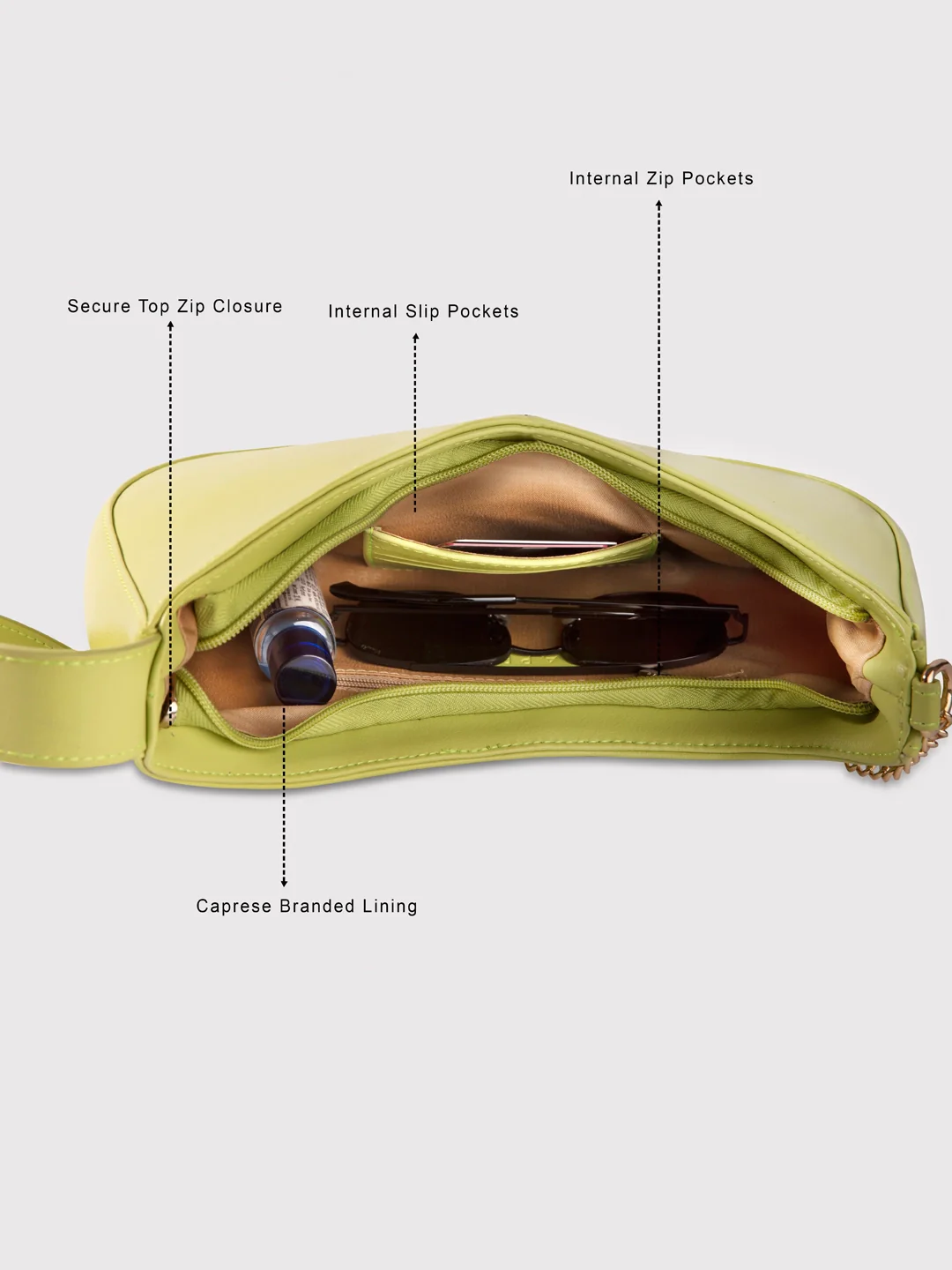 Caprese August Medium Lime Baguette Bag - Image 4