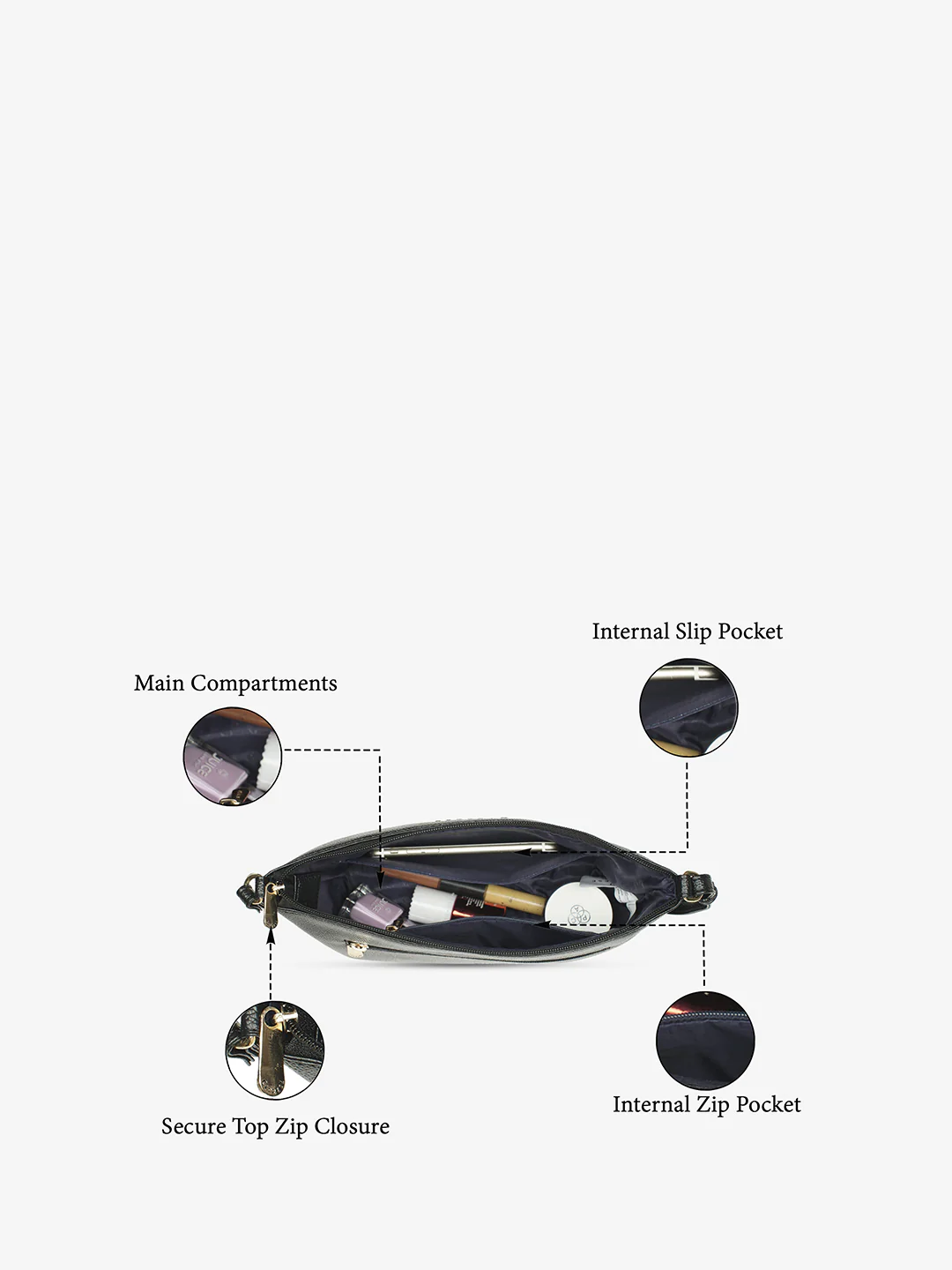 Caprese Aulia Medium Black Sling Bag - Image 4