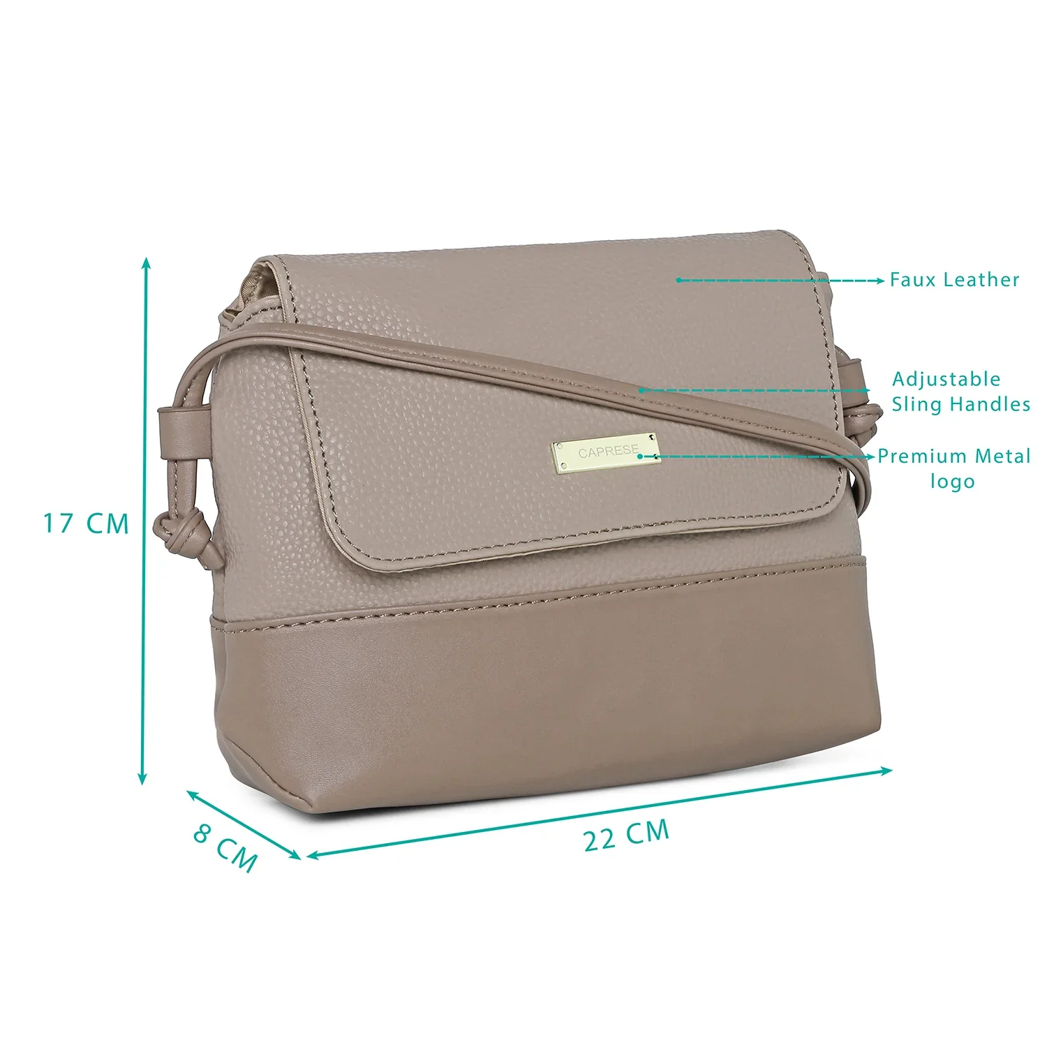 Caprese Aura Small Soft Pink Sling Bag - Image 3