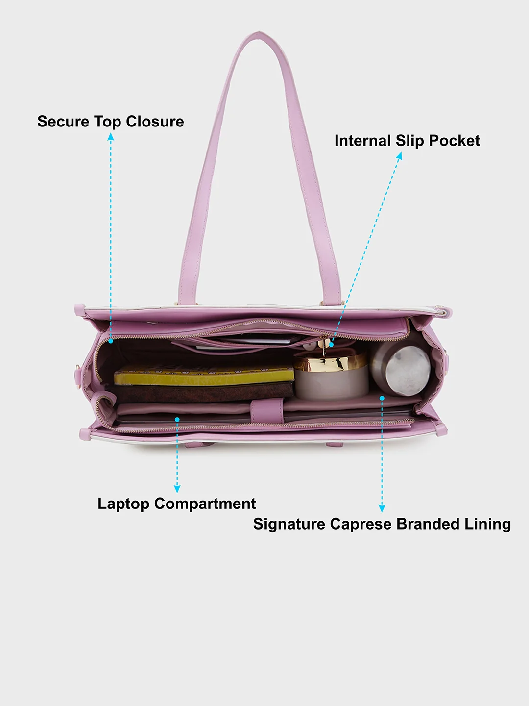 Caprese Aurora Large Purple Tote Laptop Bag - Image 10