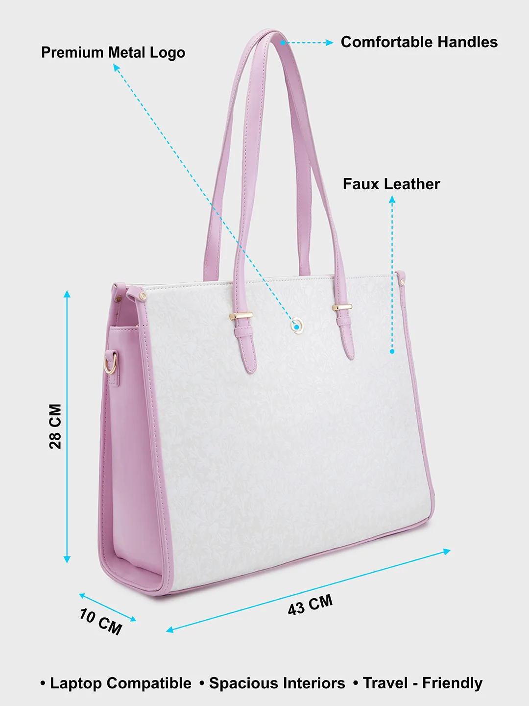 Caprese Aurora Large Purple Tote Laptop Bag - Image 9