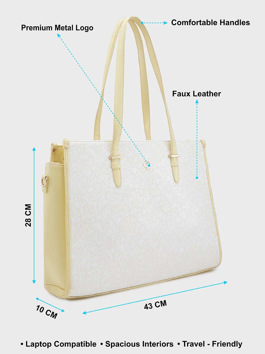 Caprese Aurora Large Yellow Tote Laptop Bag - Image 7