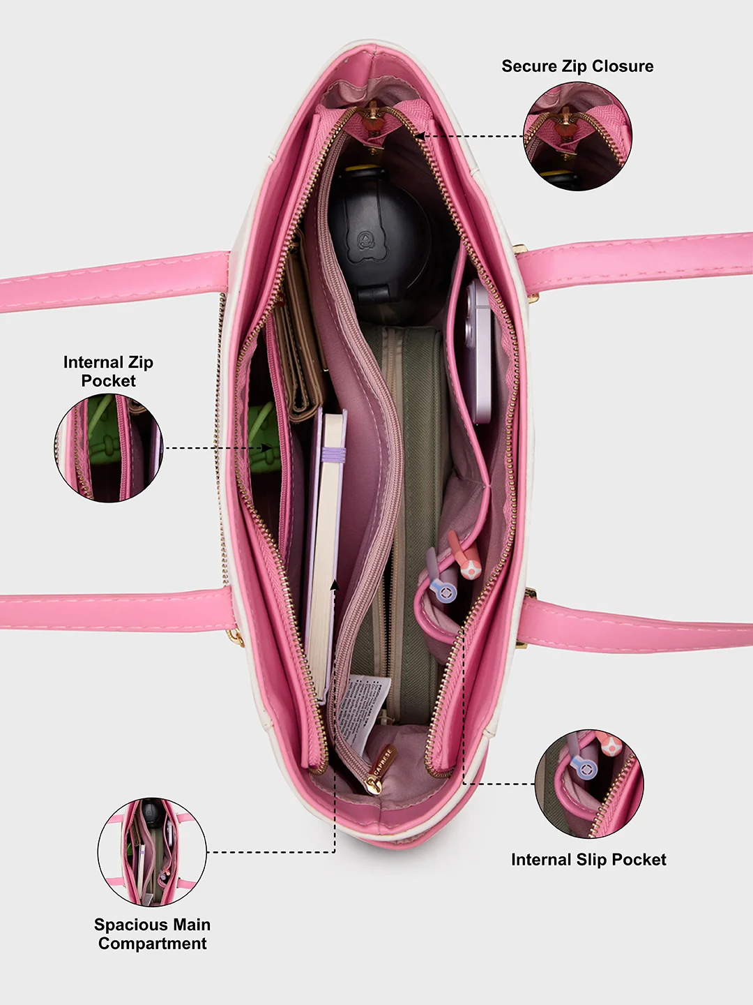 Caprese Aurora Medium Pink Tote Bag - Image 5
