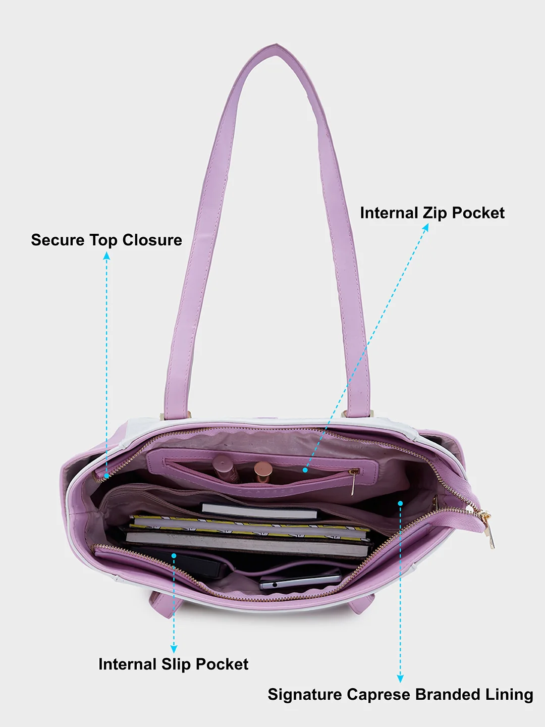 Caprese Aurora Medium Purple Tote Bag - Image 8