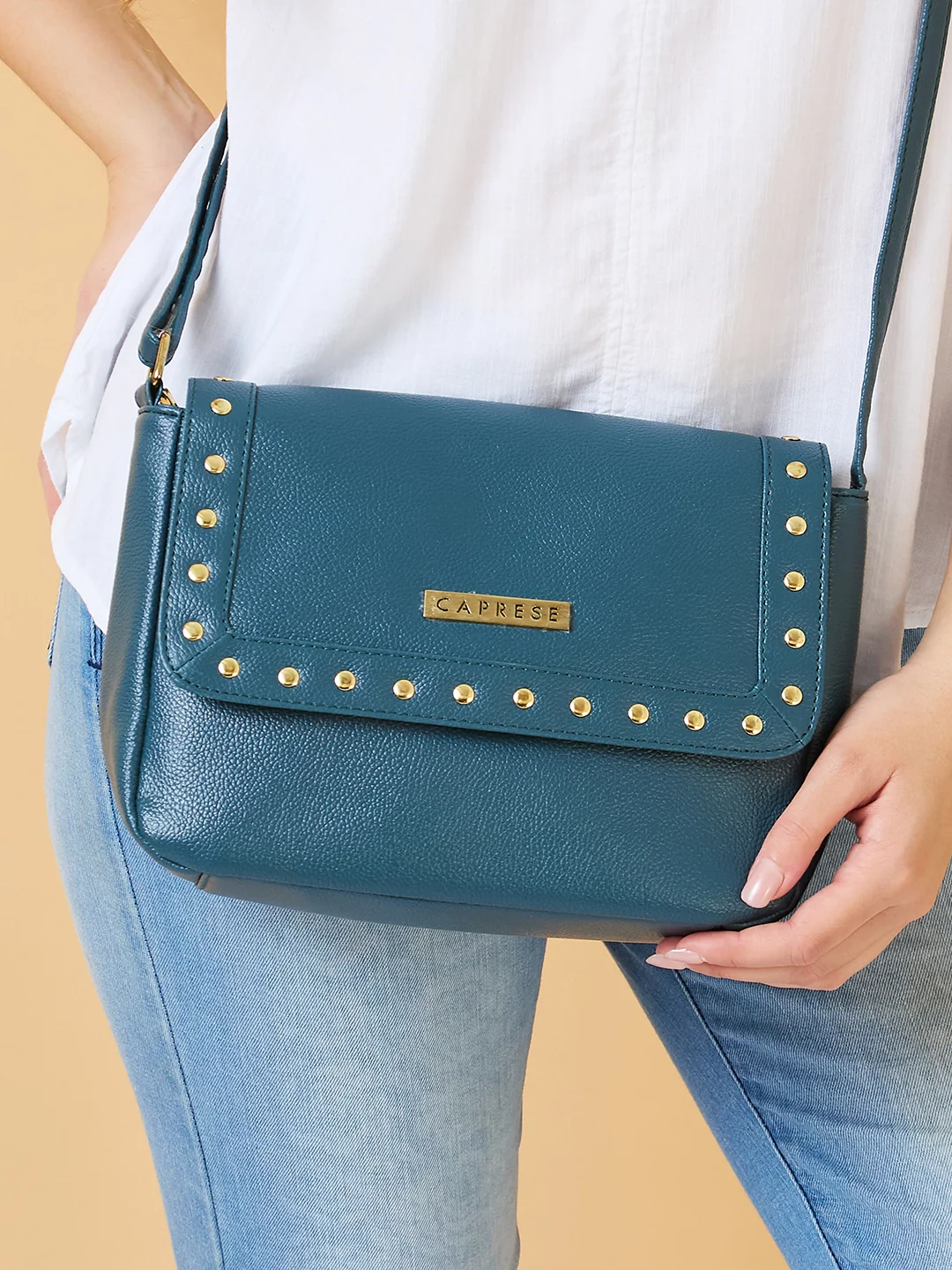Caprese Austen Small Teal Sling Bag - Image 4