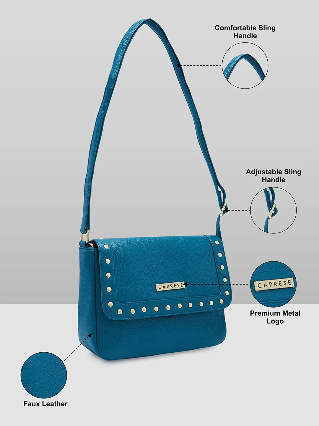 Caprese Austen Small Teal Sling Bag - Image 8