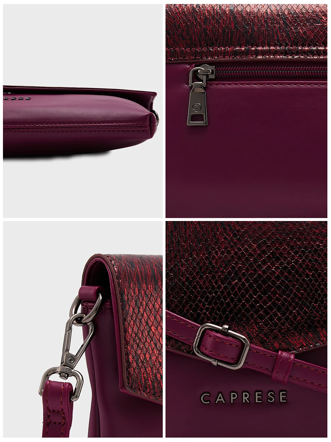 Caprese Ava Large Bordeaux Clutch - Image 10