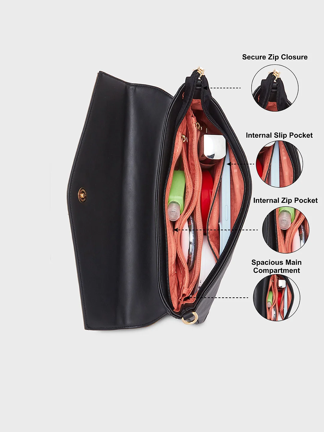 Caprese Ava Large Black Clutch - Image 7