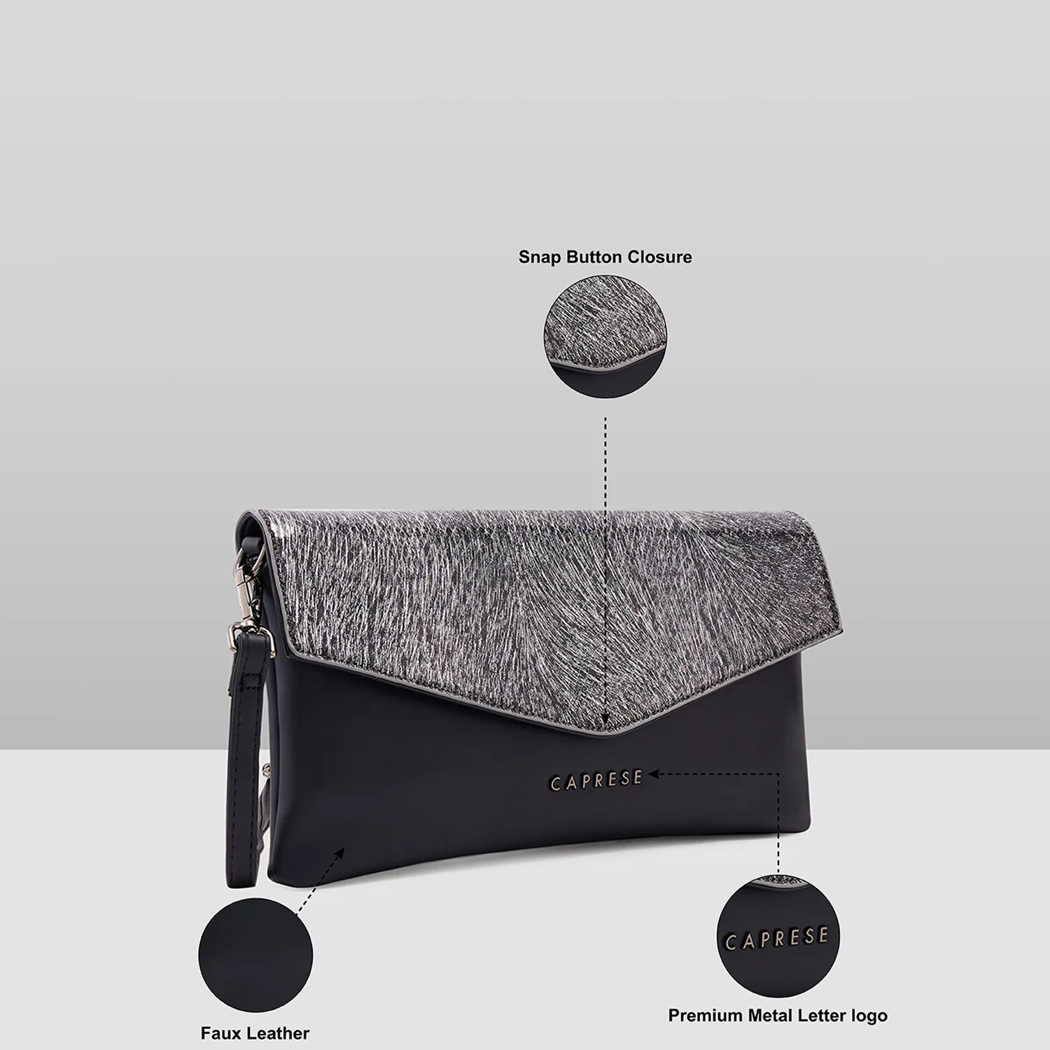 Caprese Ava Large Silver Clutch - Image 10