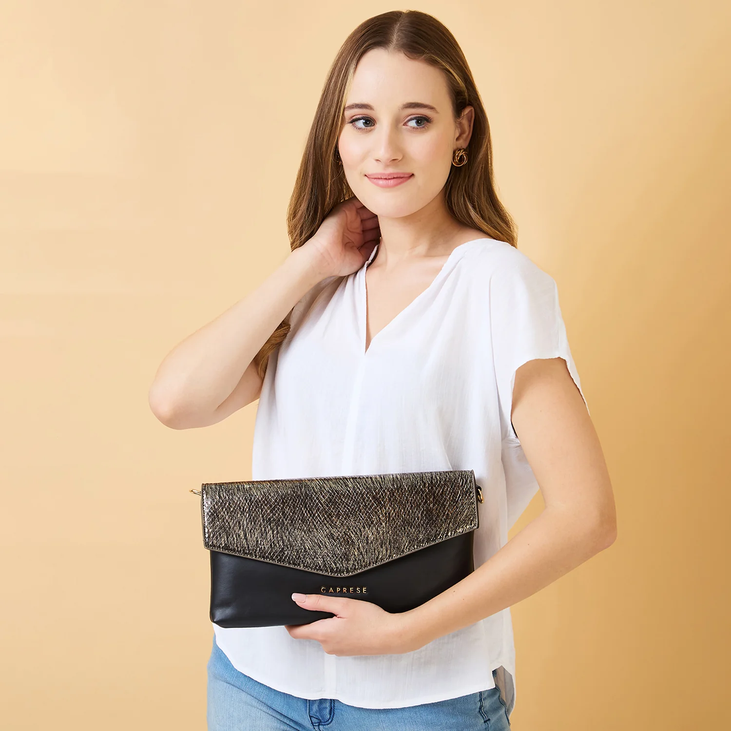 Caprese Ava Large Silver Clutch - Image 4