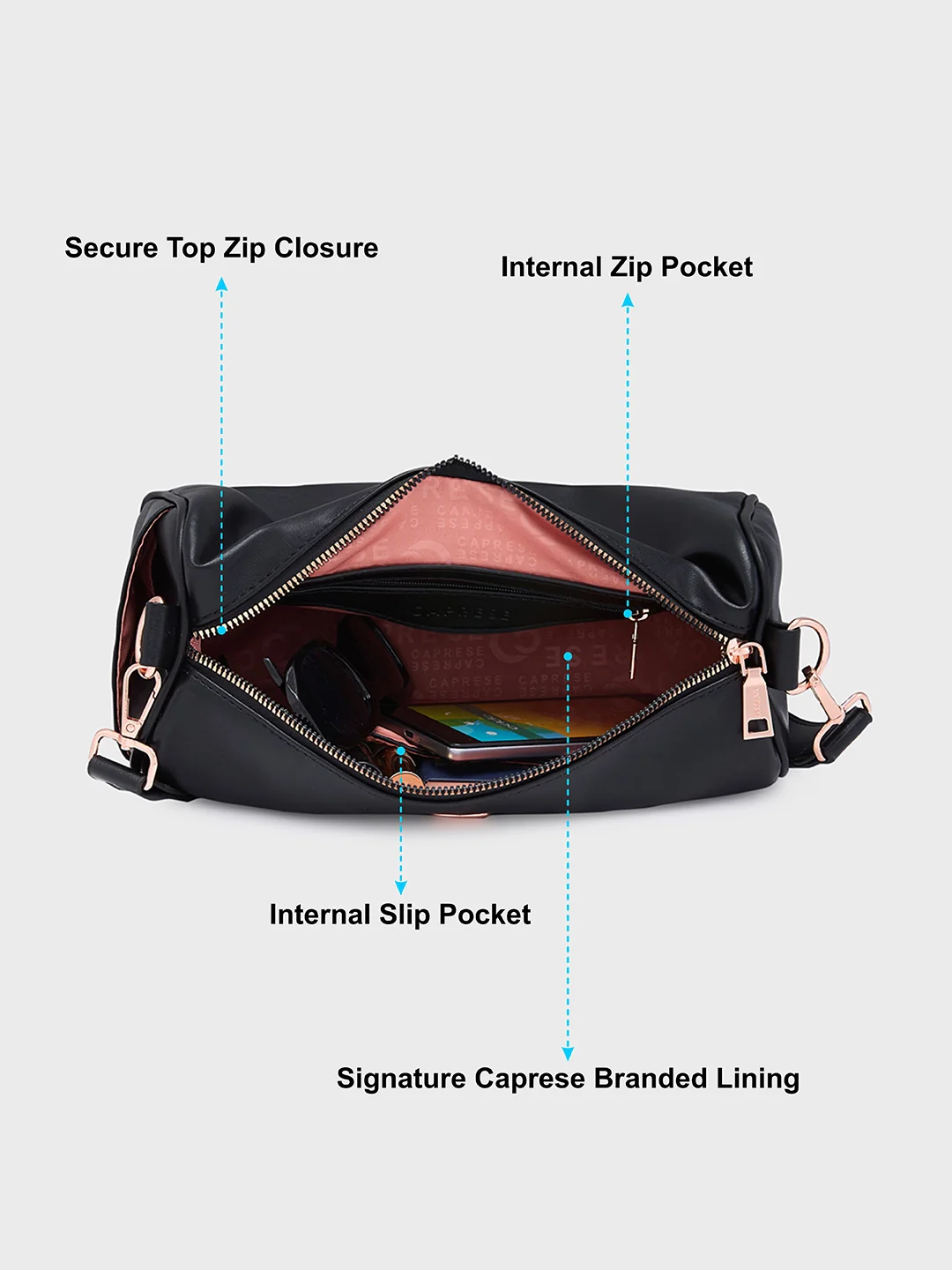 Caprese Ava Medium Black Crossbody Bag - Image 8