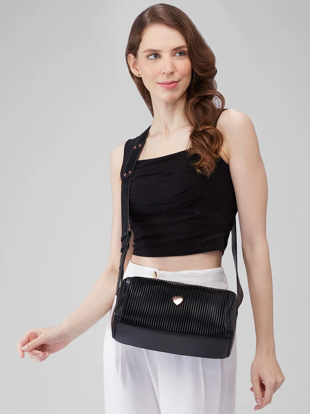 Caprese Ava Medium Black Sling Bag - Image 2