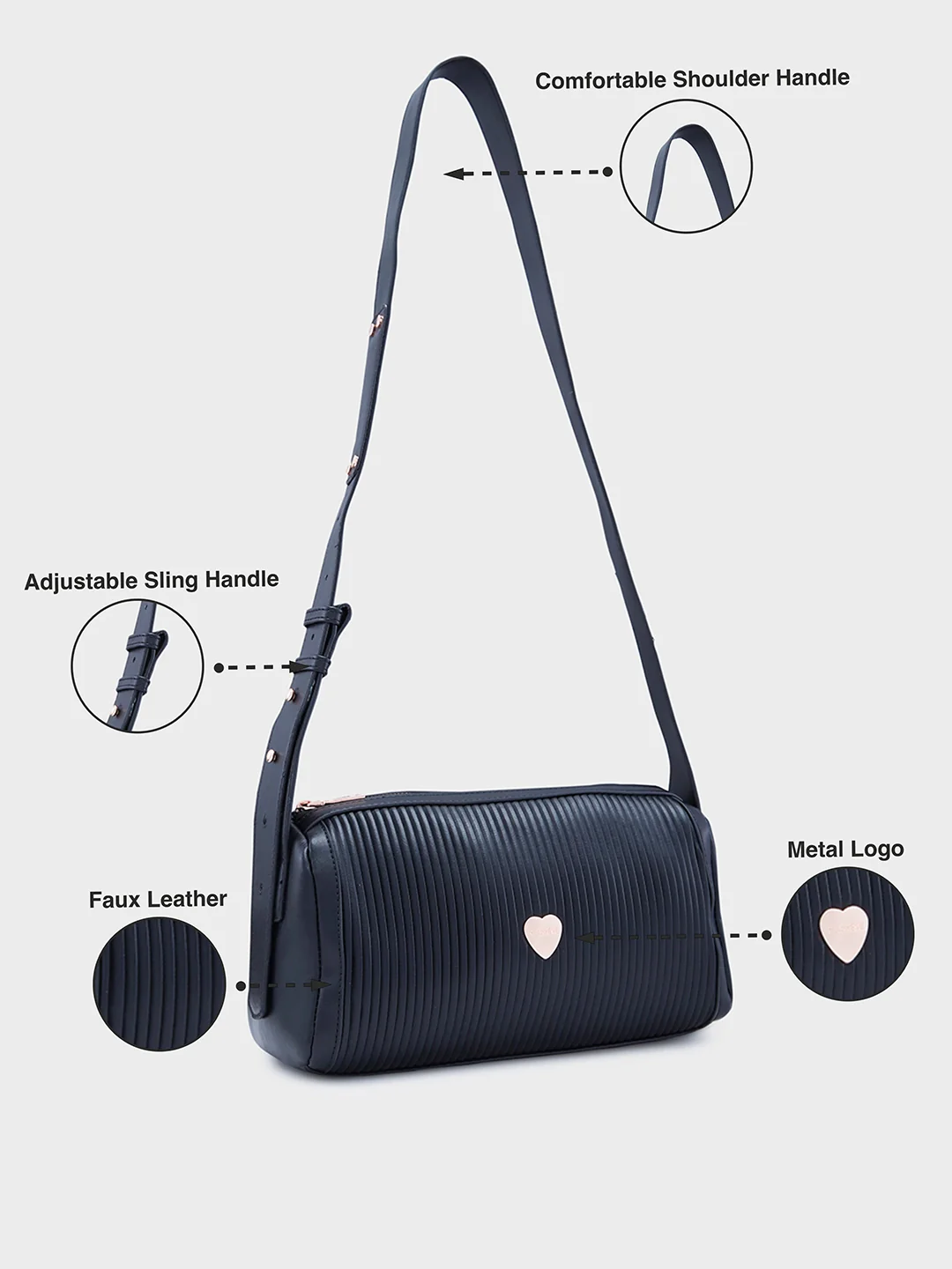 Caprese Ava Medium Black Sling Bag - Image 7
