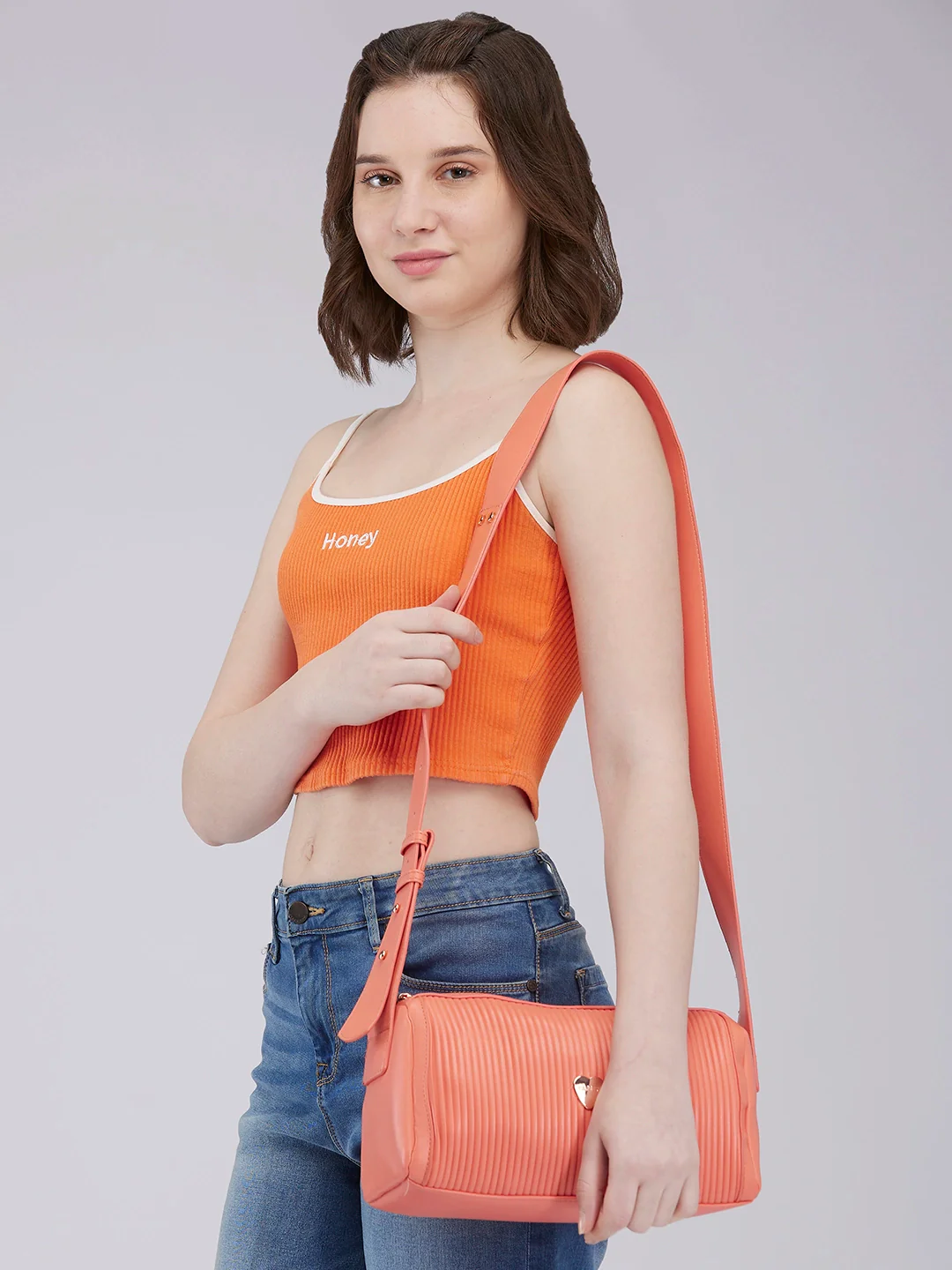 Caprese Ava Medium Coral Sling Bag - Image 13