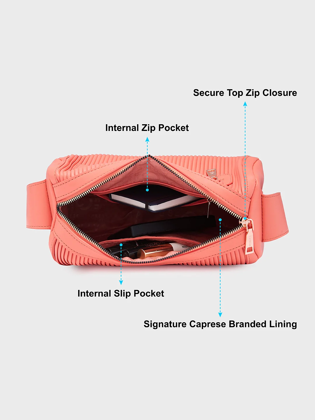 Caprese Ava Medium Coral Sling Bag - Image 8