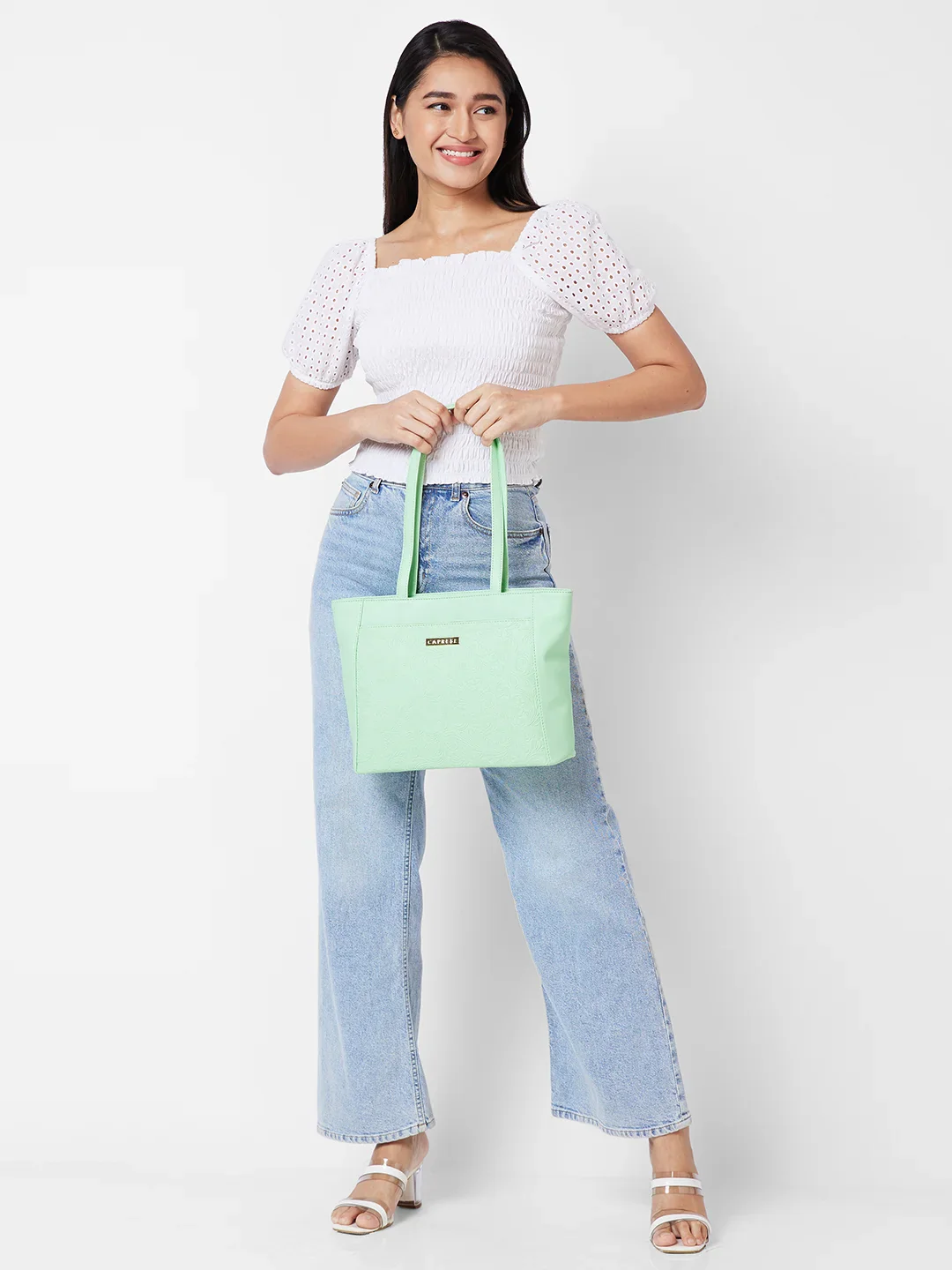 Caprese Avalon Small Green Ash Office Tote Bag - Image 3