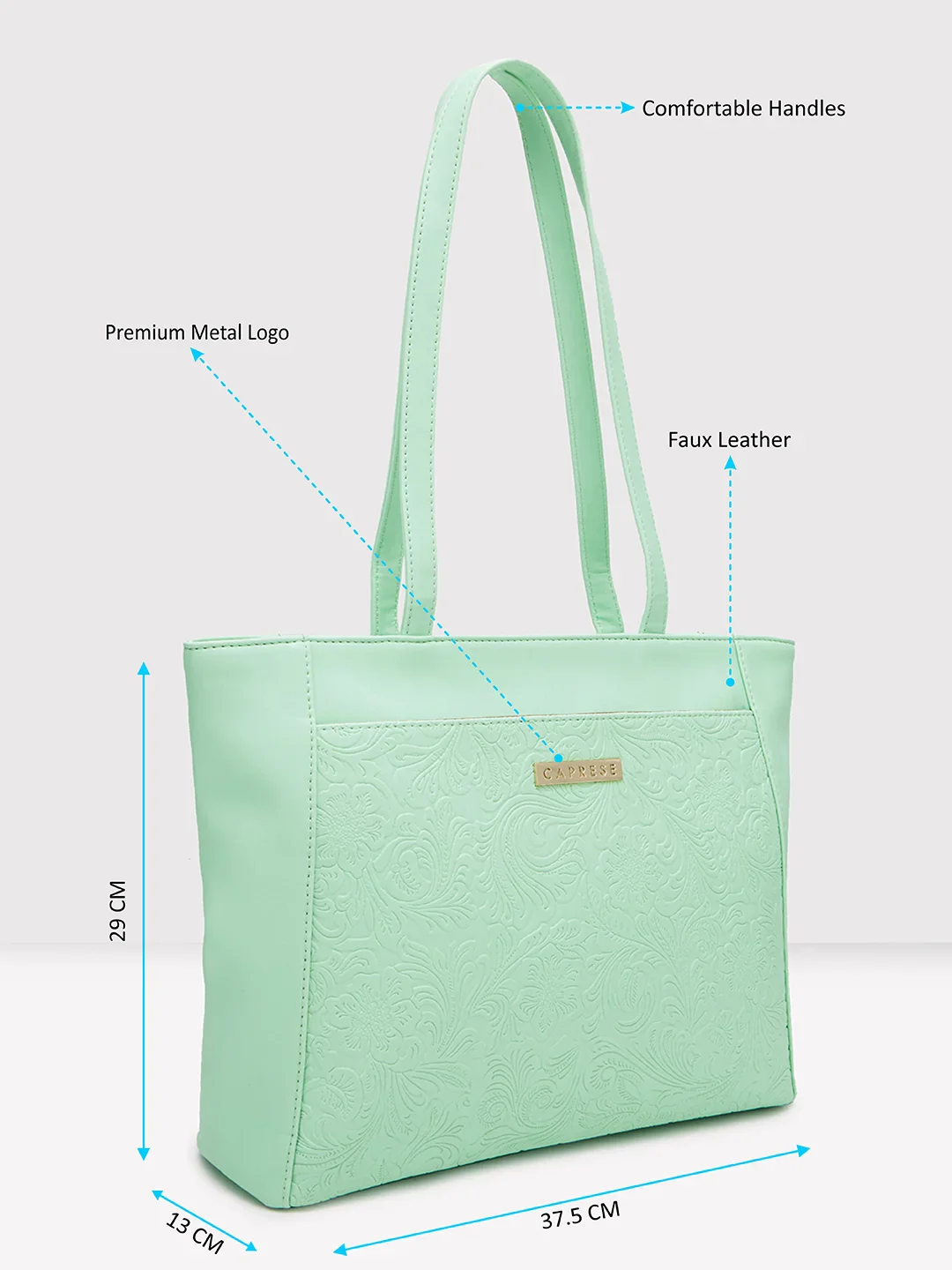 Caprese Avalon Small Green Ash Office Tote Bag - Image 7